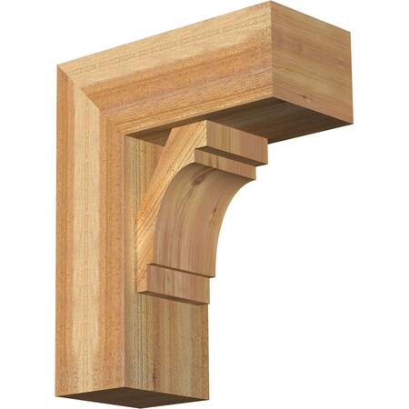 Ekena Millwork Merced Block Rough Sawn Bracket w/ Offset Brace, Western Red Cedar, 8"W x 18"D x 22"H BKT0806X18X22MRC05RWR